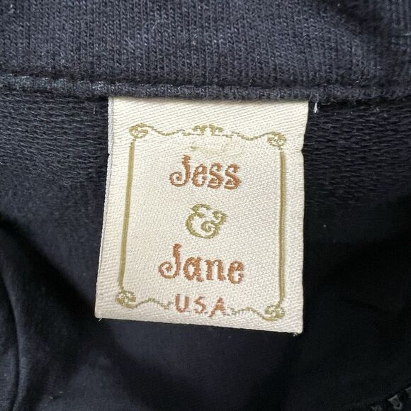 VINTAGE Jess & Jane Black Graphic Paris Crystal Rhinestone Sweatshirt Zip XL - Picture 5 of 7